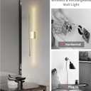 Battery Operated Wall Sconce Set of 2, 10000mAh Rechargeable Wall Light with Remote Control, Dimmable LED Lighting Fixture, Modern Long Line Wireless Light for Bedroom Living Room,Nickel