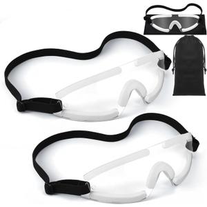 Kingdder 2 Pcs Eye Shield Clear Eye Shield for Sleeping Protective Goggles with Adjustable Strap and Soft Padding, Sensitivity of The Eyes to Light, Storage Bag