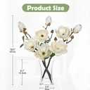 Briful Artificial Magnolia Flower Arrangement with Glass Vase, 18.5in White Faux Magnolia Flowers Fake Floral Centerpiece for Eleglant Home Office Room Table Shelf Dcor