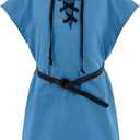 Boys Kids Renaissance Pirate T Shirts Viking Medieval Sleeveless Lace Up Costume Scottish Cotton Tank Tops 6-8Y