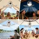Camping Fan with Telescopic Stand, 7200mAh Tent Fans with LED Light, Remote Control, Detachable Blades and Hook 4 Speeds 3 Brightness Timer Portable Ceiling Fan for Tents Car Picnics Travel
