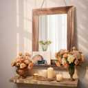 QDSSDECO 16"20" Wall Mirror with Shelf Farmhouse Decor Rectangular Mirror Hanging for Bathroom, Vanity, Bedroom, Entryway, Living Room,Brown with Hemp Rope