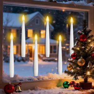 6 Pcs Window Candles with Light Sensor Dusk to Dawn, Lvory LED Window Candle Battery Operated, Flameless Taper Christmas Window Candle for Thanksgiving and Window Decoration