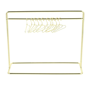 TOYANDONA Mini Doll Garment Rack with Hangers Set - Golden Mini Clothes Rack 10pcs Miniature Metal Doll Clothes Hangers for Bjd Clothing Storage & Display, 5.9 inch x4.7 inch