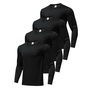 4-Pack Men's Long Sleeve Shirts Sun Protection Shirts Lightweight UPF 50+ Rash Guard for Running Workout Fishing, Small