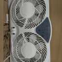 Amazon Basics Twin Window Fan with Reversible Airflow, 3 Speeds, Exhaust, Expandable Side Panel, Digital Control, 9 inch, 78W, White