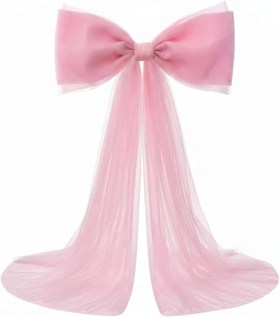 Canlierr Extra Large Organza Pink Bow Decorations 39 x 59 in