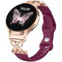 IMIVIO Slim Silicone Bands Compatible with Samsung Galaxy Watch 7 Band 6 5 4 Active 2 FE 40mm 44mm/Watch 6 4 Classic/5 Pro/3, Thin 20mm Sport Watch Straps for Women Samsung Watch Band（PurpleRed）