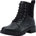 Vepose Women's 16 Ankle Boots Combat Black Fashion Hiking Chelsea Lace-up Booties with Zips for Women, Size 9