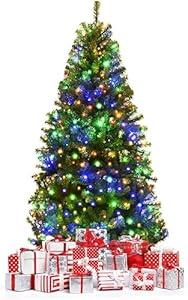 Goplus 4FT Pre-Lit Artificial Christmas Tree Auto-Spread/Close up Branches 11 Flash Modes with Multicolored 100 LED Lights & Metal Stand