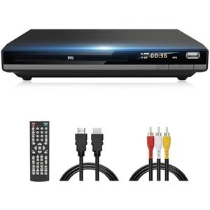 DVD Player Region Free DVD Players for TV, 1080P Upscaling, USB Input, HDMI RCA Cable Included, Breakpoint Memory, Built-in PAL NTSC, DVD CD Player for Home Plays Multi-Format (Model-168 Non-Blu-ray)