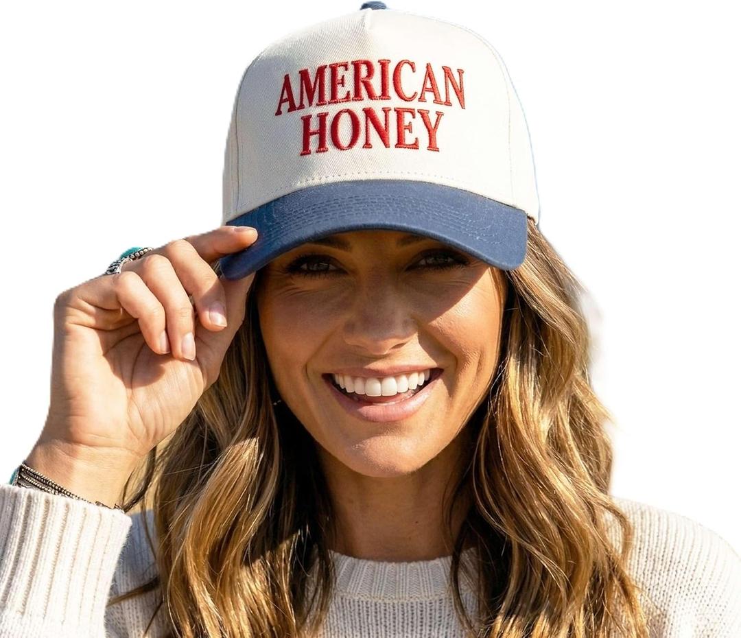 D&Y Retro 2-Tone Canvas Baseball Cap for Women - Funny Embroidered Distressed Snapback, Adjustable Cotton Dad Hat (Beige)