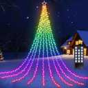 Flacchi Christmas Lights Outdoor with Remote -16.4Ft Waterfall Tree Decoration Lights RGB Star String Lights for Tree Yard Exterior Wall Housetop Window Holiday Decor (RGB, 16.4FT) (RGB (Red, Green, Blue))