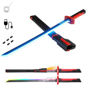 Lightsaber 31.5" Spark Sword with Mist Hit Sound, 8 Color Light Up Cyberpunk Swords Toy, for Cosplay, Dueling, Party