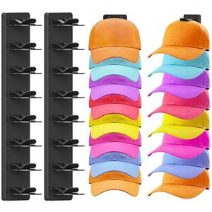 Fododo 2 Pack Hat Organizer for Baseball Caps, Hat Rack for Wall, Strong Adhesive & Screw-in Cap Holder Hats Hangers for Closet Door & Bedroom