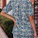 BETTE BOUTIK Womens Summer Tops Pleated Short Sleeve Tunic Tops Short Sleeve Blouses Shirts S-3XL (L)