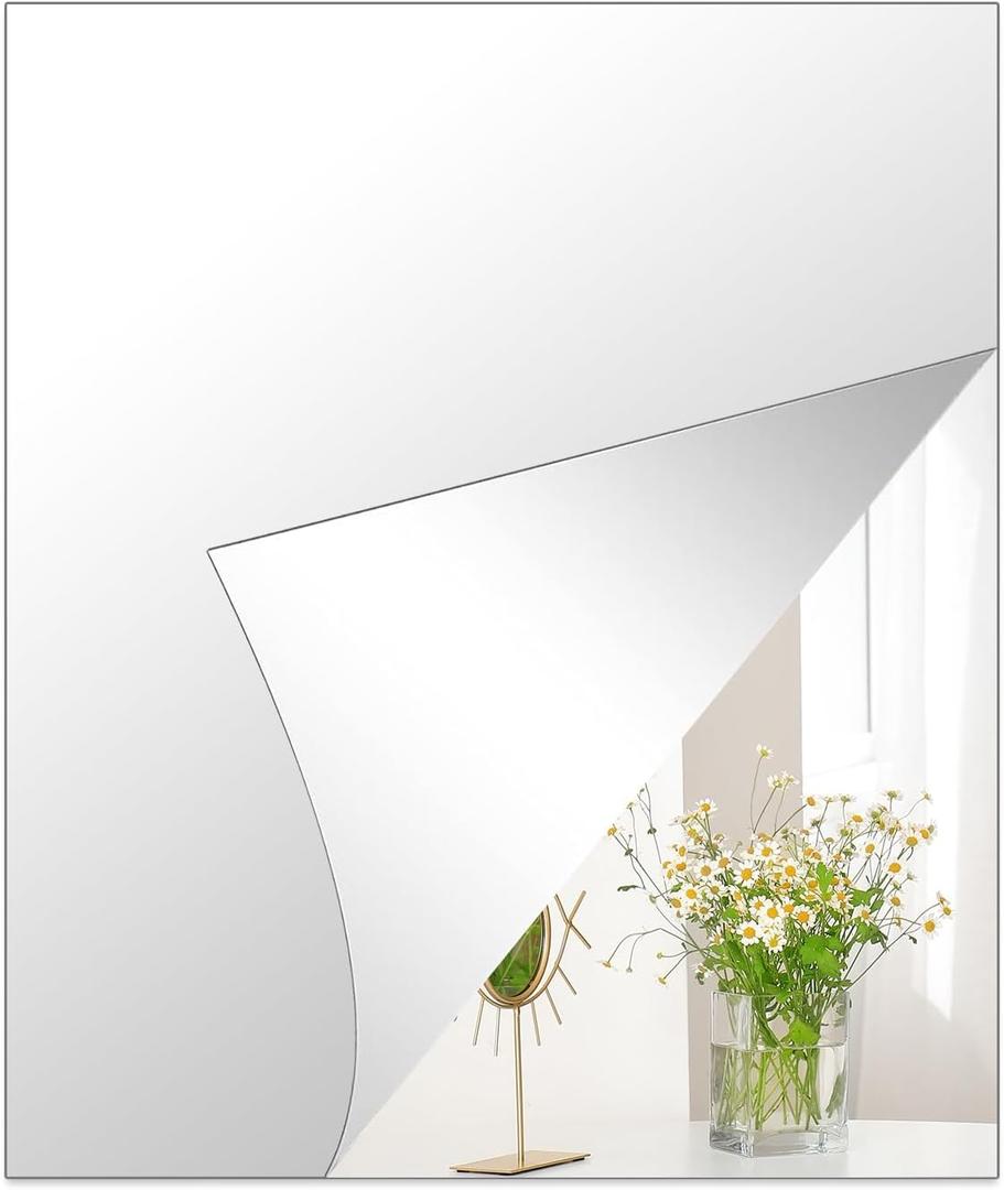 DARENYI Acrylic Mirror Sheets 14'' x 12'' x 1Pcs Frameless Adhesive Mirror Tiles for Wall, Flexible Mirror Stickers Wall Mirror Stick on Mirror for Gym, Bathroom, Bedroom, Home Decor