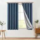 jinchan Burlap Look Curtains Blackout Curtains for Bedroom Lined Linen Textured Look Curtains for Living Room 63 Inches Long French Country Curtains Farmhouse Window Curtains 2 Panels Blue Curtains, Size: 50"W x 63"L (Pack of 2)