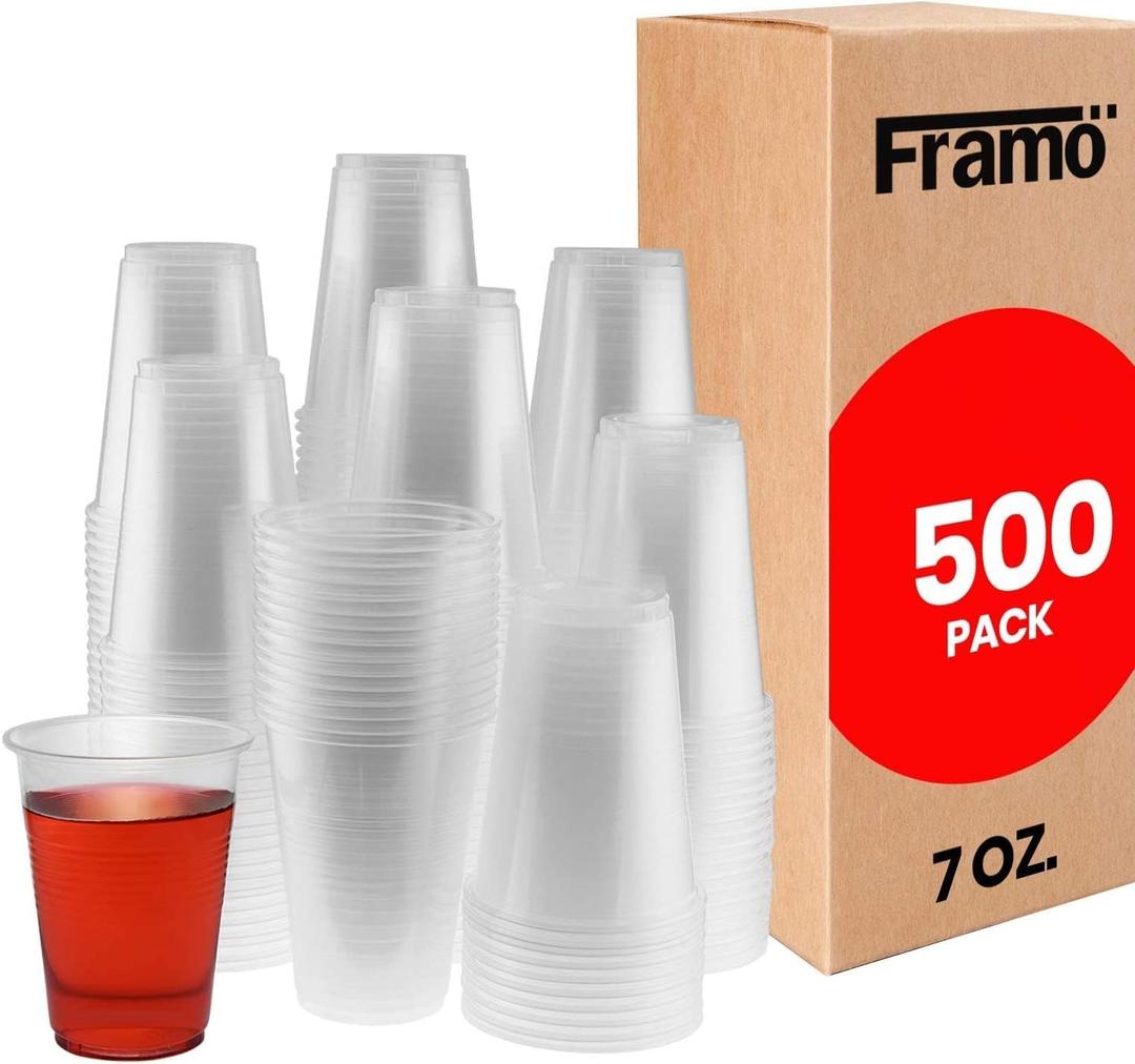 7 Oz Clear Disposable Plastic Cups, for Any Occasion, Ice Tea, Juice, Soda, and Coffee Glasses for Party, Picnic, BBQ, Travel, and Events (500 Pack)