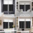 MIULEE Halloween Cafe Curtains 30 Inch Length Half Window Curtain Semi Sheer Farmhouse Short Linen Drapes for Kitchen Bathroom Basement Small Window, Rod Pocket Tier Curtains 2 Panels W26XL30, Black