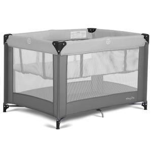 Dream On Me Zazzy Portable Playard with Bassinet - 360 Mesh Visibility, Quick Folding Travel Friendly Design, Carry Bag and Foldable Mattress Pad Included, Compact and Lightweight - Gray