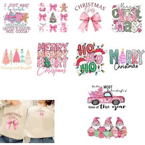 20pcs Pink Christmas Tree Iron on DTF Transfer Patches Retro Christmas Car Iron on Xmas Heat Transfer Vinyl Stickers DIY Iron on Appliques HTV for T Shirts Clothing Hat Pillow Decoration(New Year)