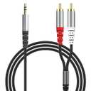 RCA to 3.5mm AUX Cable, (1.5M/4.9Feet) 3.5mm 1/8 to RCA 2-Male Headphone Jack Adapter Y Splitter Premium Stereo Audio Cord for Smartphones, Tablets, HDTV,or MP3 Players, Speakers