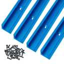 Aluminum 36 Inch T-Track with Wood ScrewsDouble Cut Profile Universal with Predrilled Mounting Holes -Woodworking and ClampsFrosted Surface Anodized - 4 PK (Blue)