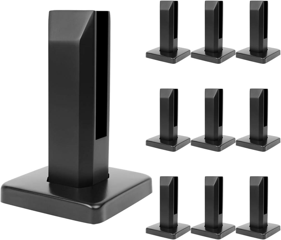LukLoy 304 Stainless Steel Square Glass Spigots Pool Fence Spigot Clamp Home Garden Stairs Balustrade Railing Balcony Glass Floor Clamp (10 Sets Black)