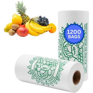 ASSUREPAK Clear Produce Bags Roll - 1200 Bags - 12"x20"  HDPE - (11 Microns)  Plastic for Grocery, Reusable Produce, Small Business, Plastic Bag, Food Bag, Storage Use, Natural Color