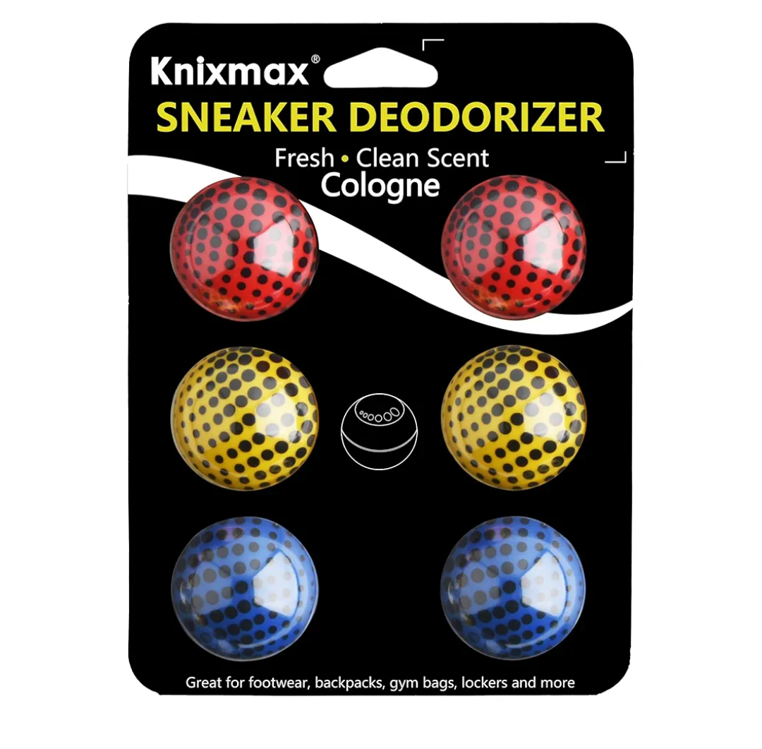 Knixmax Sneaker Deodorizer Shoe Freshener Balls, Gym Bags Lockers Car Air Fresheners, Boot Deodorant Balls Odor Eater Shoe Deodorizers 6 Packs Cologne Colorful SET OF 55