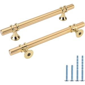Rergy Cabinet Handles Drawer Pulls and Knobs, 10Pack Gold 5inch Hole Center, Kitchen Hardware for Dresser Handle Zinc Alloy Furniture Pull