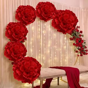 Giegxin 6 Pcs Giant Flowers for Decoration 12, 20 Inch Large Artificial Red Velvet Rose Petals Giant Flowers Mexican Birthday Decoration for Wedding Arch Anniversary Home Party Decor