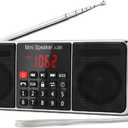 PRUNUS J-288 Portable Radio AM FM Radio with Bluetooth Speaker, Sleep Timer, Power-Saving Display, Ultra-Long Antenna, AUX Input & USB Disk & TF Card MP3 Player, NO Manual Preset (Black)