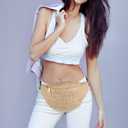 PRETYZOOM 1pc Chest Bag Waist Pouch Cross- Body Pouch Imitation Straw Woven Waist Bag (Light Brown)