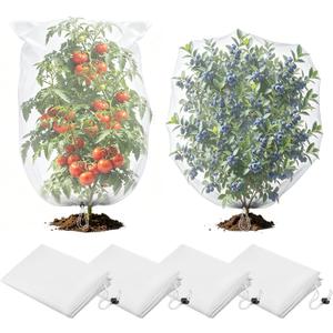6pcs 2.6ft x 3.3ft Insect Bird Netting for Garden - Ultra-Fine Blueberry Bush Netting Cover with Drawstring for Garden Protection Flower Tomato, Plant Protectors from Animals