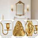 Gold Candle Sconces Set of Two, Brass Color Victorian Royal Wall Sconce, Metal Rustic Candle Holder Baroque Home Wall Decor for Living Room, Dining Room, Bedroom, Fireplace, Hallway, Window
