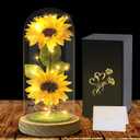 Mothers Day Gifts Sunflower Gifts for Women Mom Grandma, Enchanted LED Sunflower Lamp, Unique Artificial Flowers in Glass Dome, Present for Christmas,Birthday, Anniversary, Wedding,Mother's Day