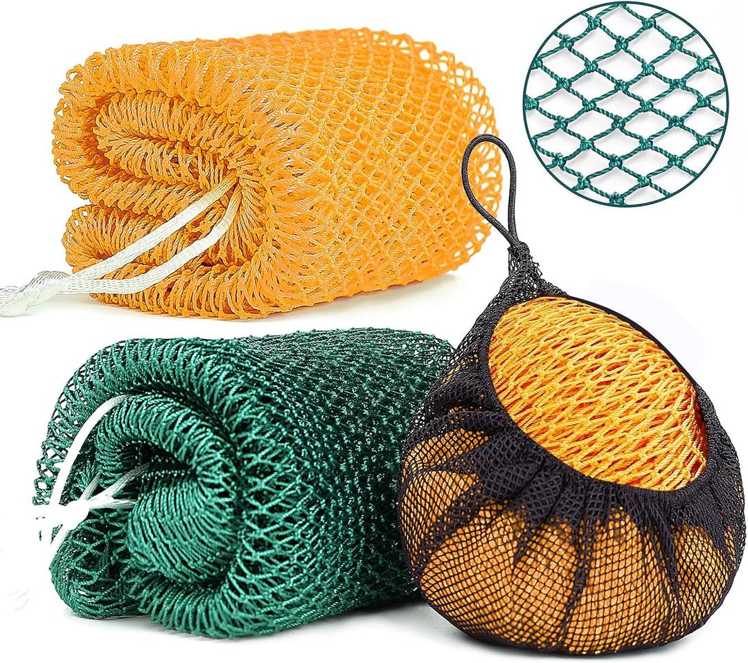 2 Pack African Net Sponge Exfoliating Body Scrubber Bath Sponge for Daily Use (Yellow + Dark Green)
