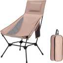 High Back Folding Camping Chair with Pillow, Lightweight Portable Chair for Adults, 2-in-1 Height Adjustment, Deep Recline, Side Pockets for Camping Motorcycle RV Backpacking