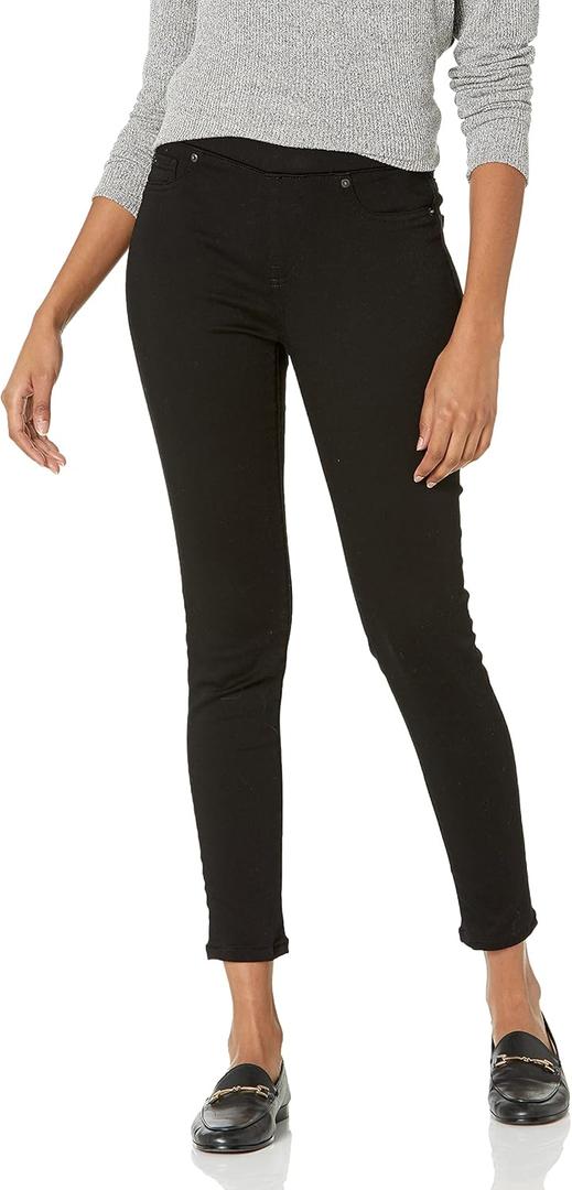Amazon Essentials Women's Mid-Rise Stretch Pull-On Jegging (12, Black)