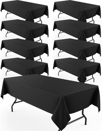 Pureegg Rectangle Table Cloth 60" x 102" – Durable Polyester Tablecloth Offers Reusable & Washable Protection, Ideal for Outdoor Party, Picnic, Wedding, Banquet and Birthday, 9 Pack, Black