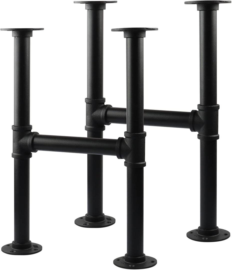 MUZIK 16 Inch Coffee Table Legs, 2 Pcs Industrial Metal Table Legs, Grey Steel Metal Pipes Vintage Furniture Legs
