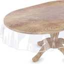 Clear Oval Table Cover Protector 60 x 90 Inches Plastic Transparent Cloth Tablecloth for 4~6 Seats Chairs Table Protect Vinyl Waterproof