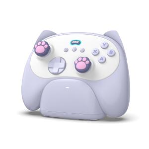 IINE Wireless Controller with Charging Dock  for PC, Switch, Android, iOS, Wireless & Wired Gamepad with Macro, Turbo, 6-Axis Motion, Rumble, Headphone Jack, Ergonomic Controller for Small Hands (Blue)