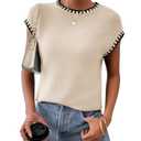 Women's Cap Sleeve Knit Sweater Tops Sleeveless Vest Summer Tops 2025 Sweaters Fashion Tank Tops Trendy T Shirts Fall Khaki Size S