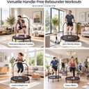 K KENSONE 40" Mini Flodable Spring Rebounder Trampoline for Adults, Small Exercise Trampoline for Indoor Workout and Fitness, Purple Resistance Band Included, Max Load 330 LBS