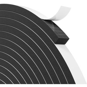33FT EVA Weather Stripping Door Seal Foam Tape with Adhesive Foam Sealing Strip Window Weather Stripping Door Insulation Soundproofing (33FT (1/4"1/2"), Black)