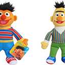Sesame Street Friends Bert and Ernie 8-inch 2-piece Sustainable Plush Stuffed Animals Set, Kids Toys for Ages 18 Month by Just Play