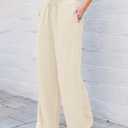 GRAPENT Wide Leg High Waisted Pants for Women Beige Wide Leg Pants for Women Light Beige Size Medium US 8 to 10 (M)
